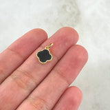 Dije Trebol VCyA 0.65gr / 2cm / Recina Negra Oro Amarillo 18K *