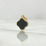 Dije Trebol VCyA 0.65gr / 2cm / Recina Negra Oro Amarillo 18K *