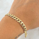 Pulso Cubano 12.85gr / 21.1cm / 6mm Broche Cajon Liso Oro Amarillo 18K