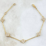 Pulso Aro Seguido Flor Gradual 3.2gr / 14.5cm-17.5cm / 1.5mm Borde Texturizado Circones Blancos 5und Oro Amarillo 18K *