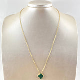 Cadena Aro Seguido Treból VCyA 4.3gr / 50cm / 1.8mm Malaquita Verde Punteado Oro Amarillo Nac.Esp. 18K *