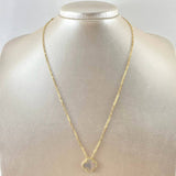 Cadena Aro Seguido Treból VCyA Gradual 4.25gr / 42cm-47cm / 1.8mm Nacar Blanco Punteado Oro Amarillo Nac.Esp. 18K *