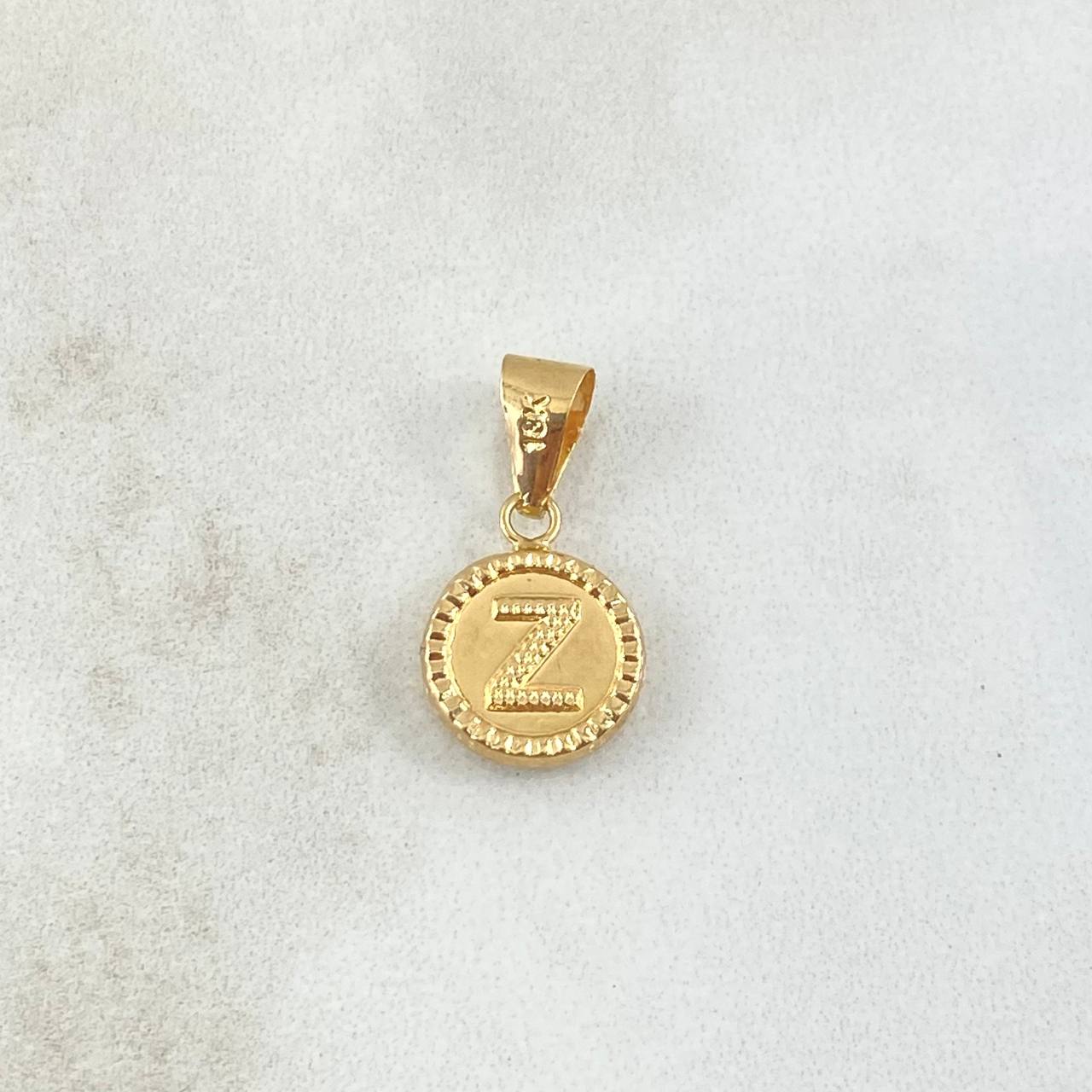Dije Letra Z 0.6gr / 2cm / Circulo Bordeado Oro Amarillo 18K