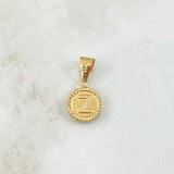 Dije Letra N Mate 0.55gr / 1.5cm / Circulo Cargador Bordeado Oro Amarillo 18K *