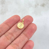 Dije Letra B Mate 0.65gr / 1.5cm / Circulo Cargador Bordeado Oro Amarillo 18K