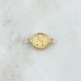 Herraje Letra N Mate 0.6gr / 1cm-1.7cm / Circulo Bordeado Oro Amarillo 18K ©