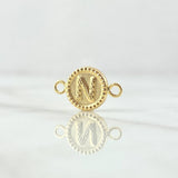 Herraje Letra N Mate 0.6gr / 1cm-1.7cm / Circulo Bordeado Oro Amarillo 18K ©
