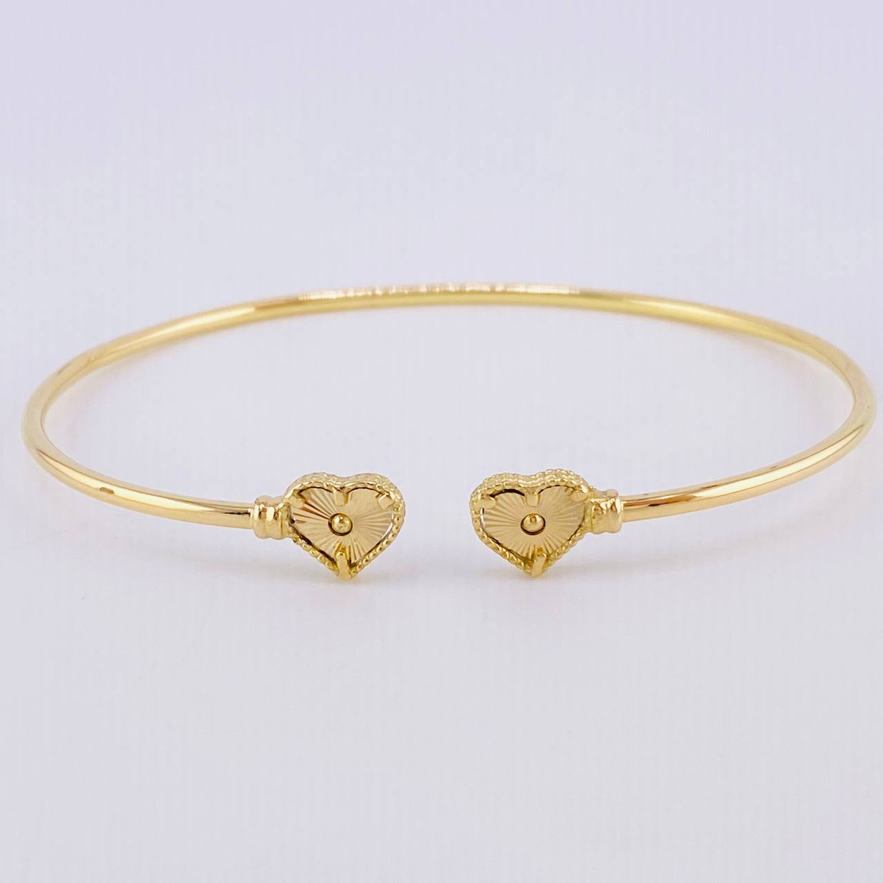 Pulso Aro Corazón Diamantado 3.4gr / 17cm / 1.8mm Oro Amarillo 18K
