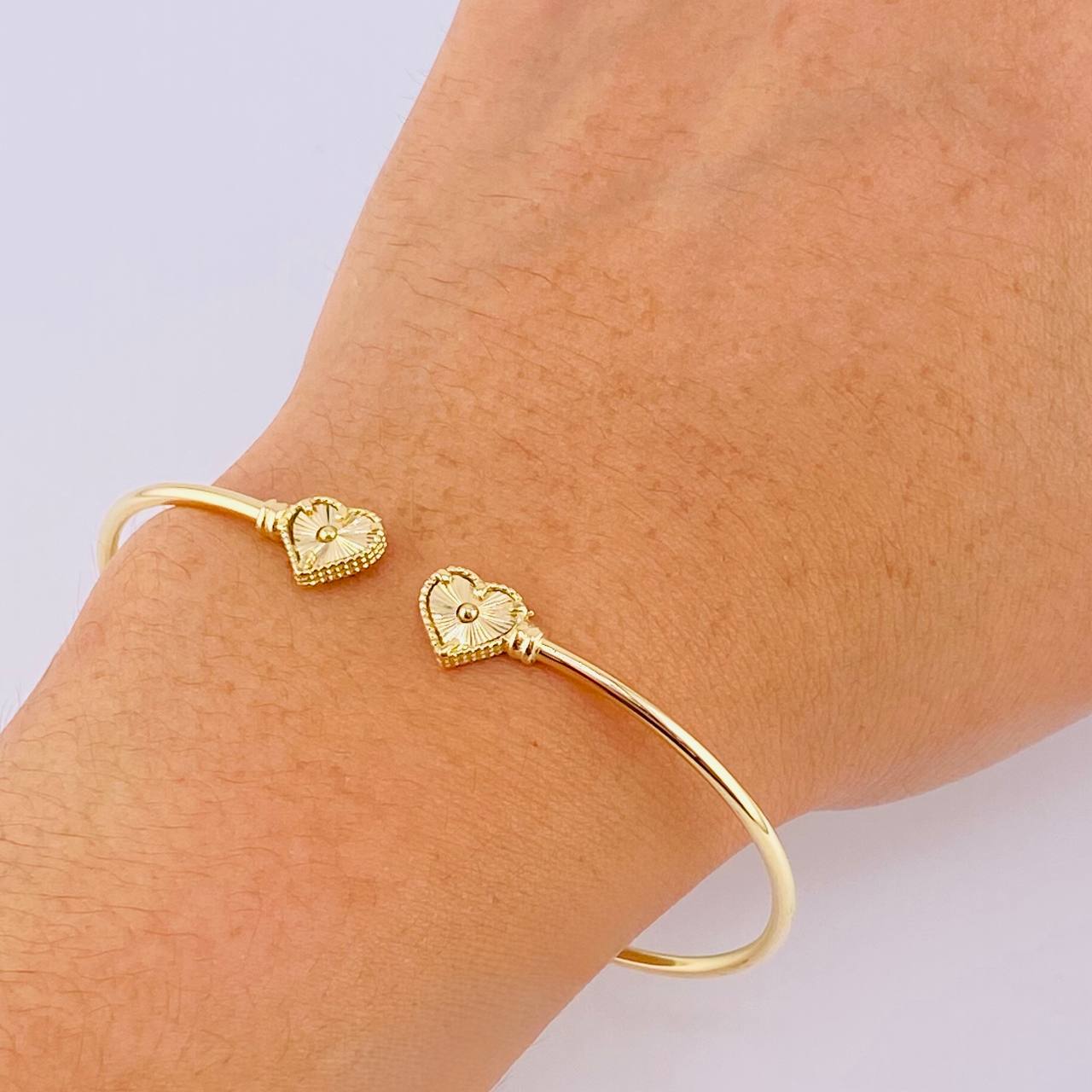 Pulso Aro Corazon Diamantado 3.5 g / 17.2 cm / 1.8 mm Oro Amarillo 18K