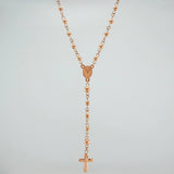 Rosario Virgen Milagrosa Cruz Cristo 6.05gr / 53cm / 3mm-4mm Oro Rosa 18K %