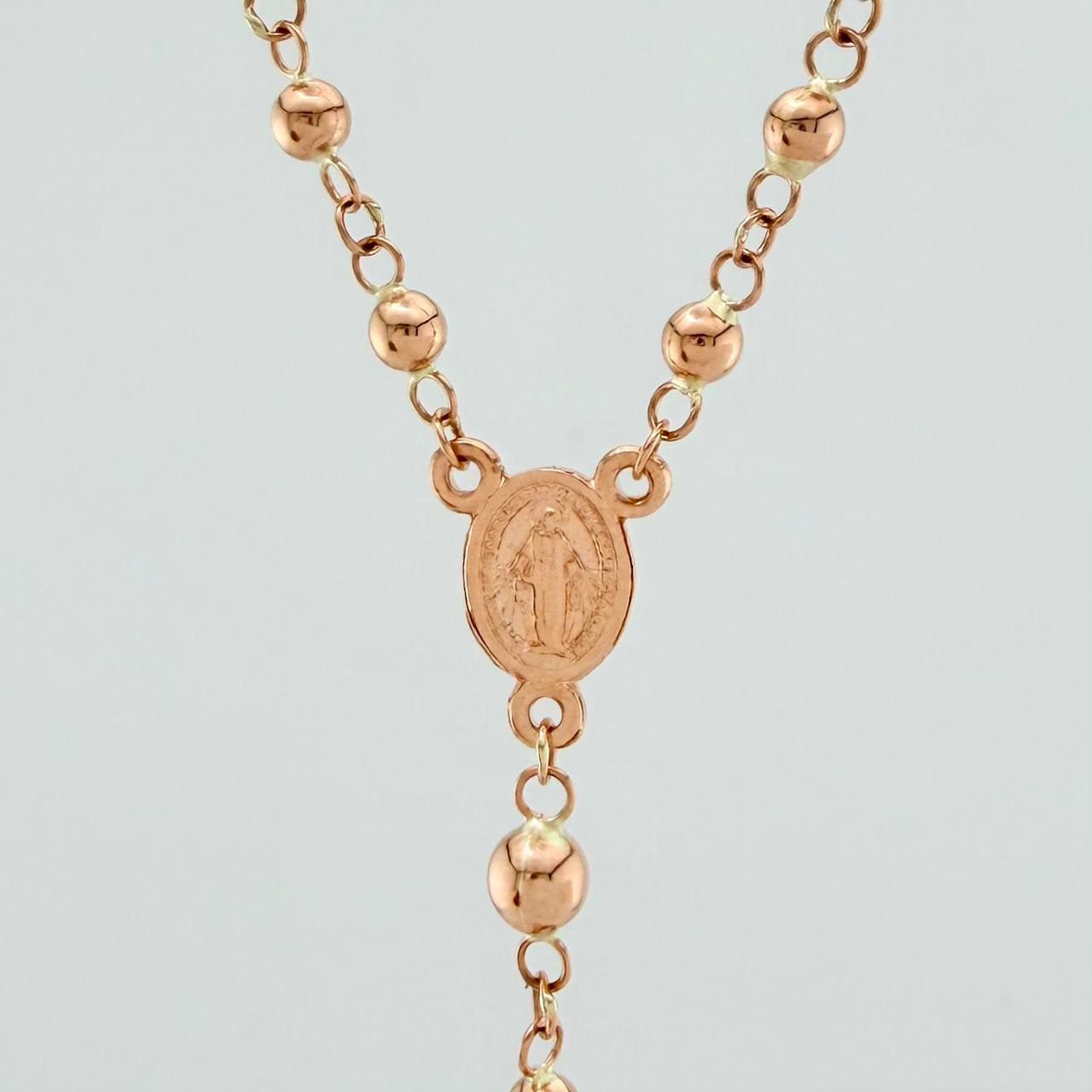 Rosario Virgen Milagrosa Cruz Cristo 6.05gr / 53cm / 3mm-4mm Oro Rosa 18K %