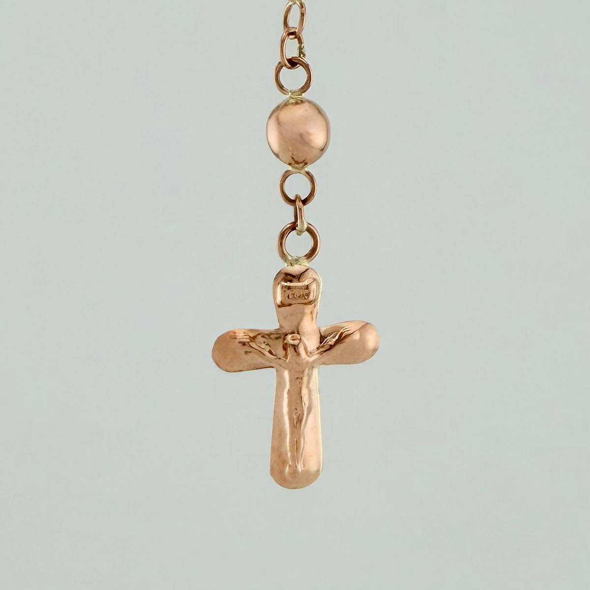 Rosario Virgen Milagrosa Cruz Cristo 6.05gr / 53cm / 3mm-4mm Oro Rosa 18K %