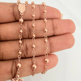 Rosario Virgen Milagrosa Cruz Cristo 6.05gr / 53cm / 3mm-4mm Oro Rosa 18K %