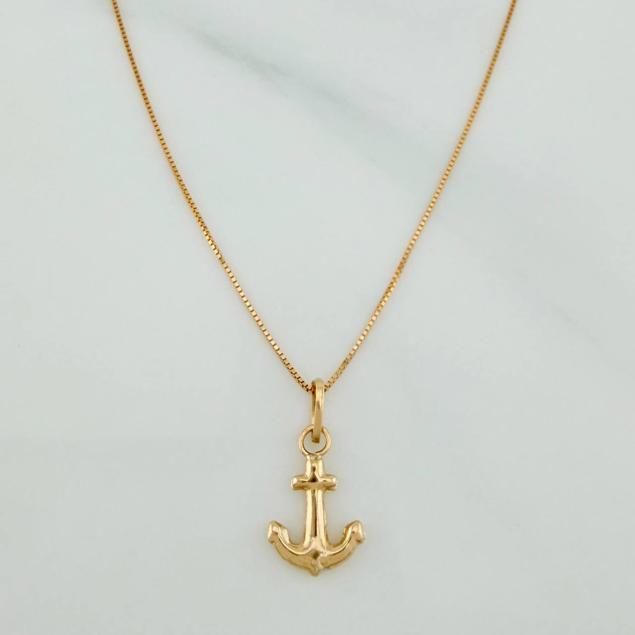 Set Cadena y Dije Veneciana+Ancla 1.15gr / 45.5cm / 0.34mm Oro Amarillo 18K (Oferta) $