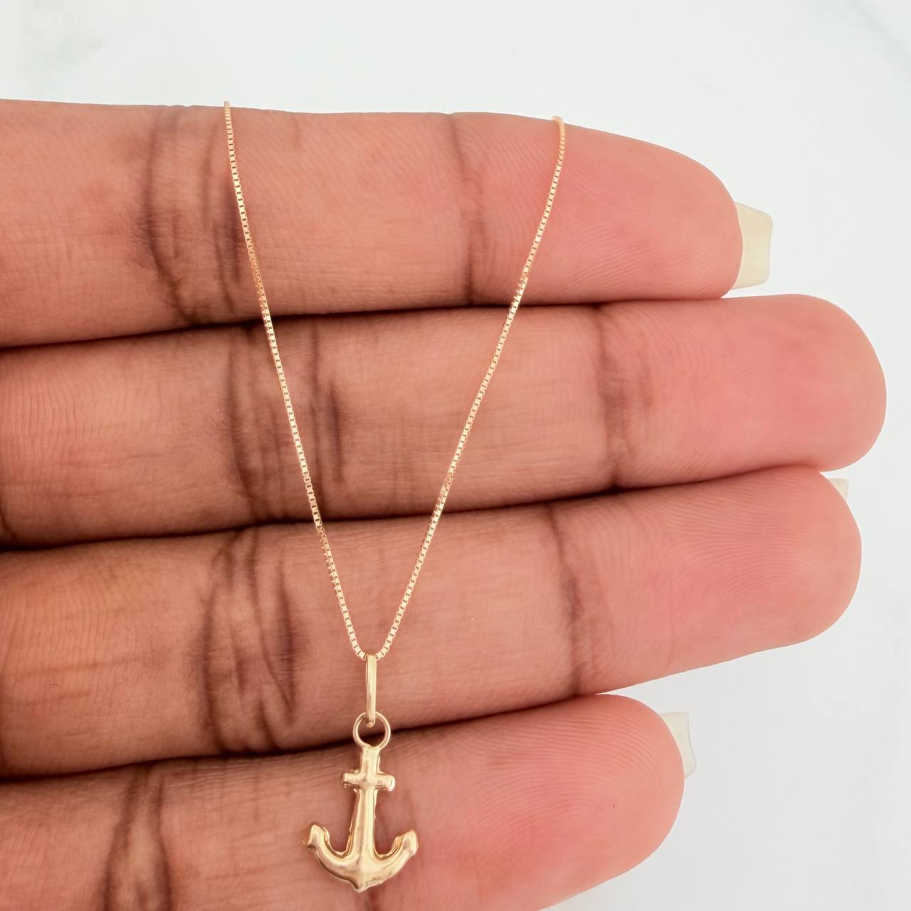 Set Cadena y Dije Veneciana+Ancla 1.15gr / 45.5cm / 0.34mm Oro Amarillo 18K (Oferta) $