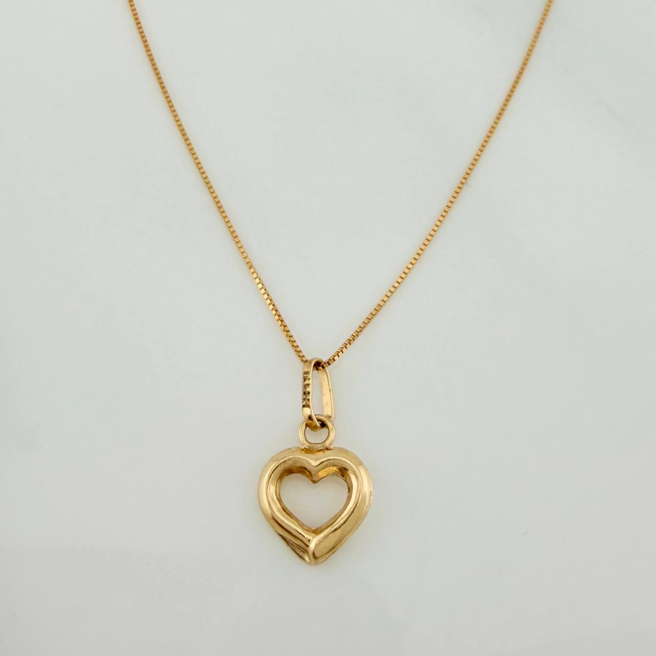 Set Cadena y Dije Veneciana+Silueta Corazón 1.25gr / 45cm / 0.35mm Oro Amarillo 18K (Oferta) $