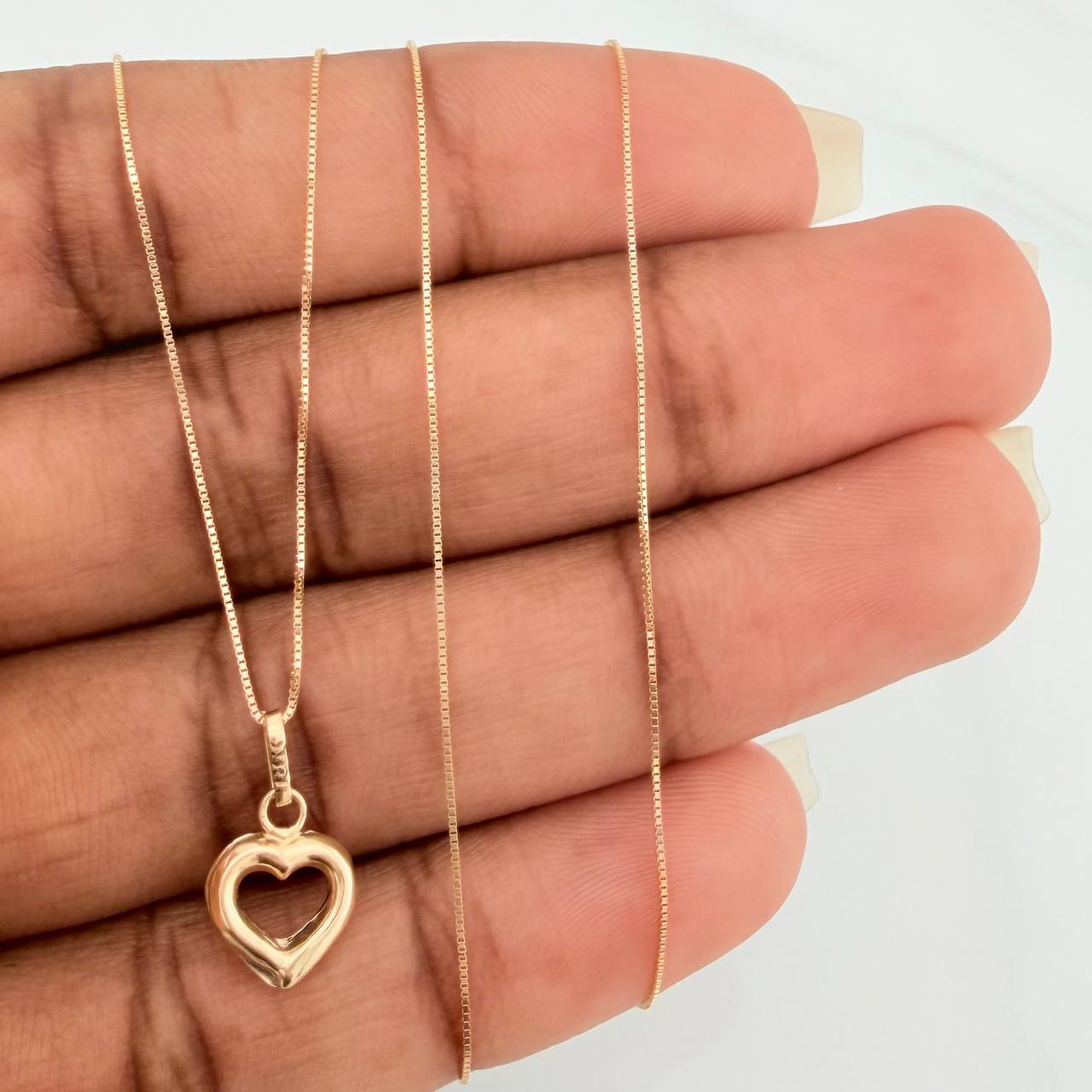 Set Cadena y Dije Veneciana+Silueta Corazón 1.25gr / 45cm / 0.35mm Oro Amarillo 18K (Oferta) $