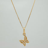 Set Cadena y Dije Veneciana+Mariposa 1.4gr / 45cm / 0.3mm Oro Amarillo 18K (Oferta) $