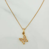 Set Cadena y Dije Veneciana+Mariposa 1.4gr / 45cm / 0.3mm Oro Amarillo 18K (Oferta) $