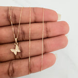 Set Cadena y Dije Veneciana+Mariposa 1.4gr / 45cm / 0.3mm Oro Amarillo 18K (Oferta) $
