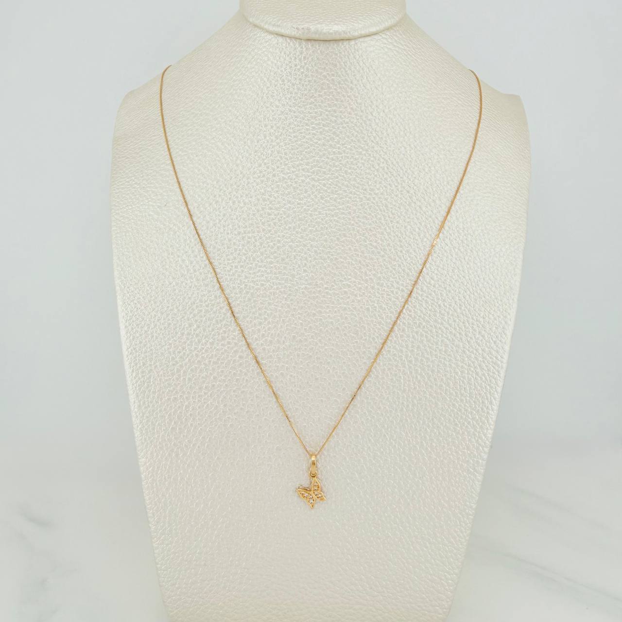 Set Cadena y Dije Veneciana+Mariposa 1.4gr / 45cm / 0.3mm Oro Amarillo 18K (Oferta) $