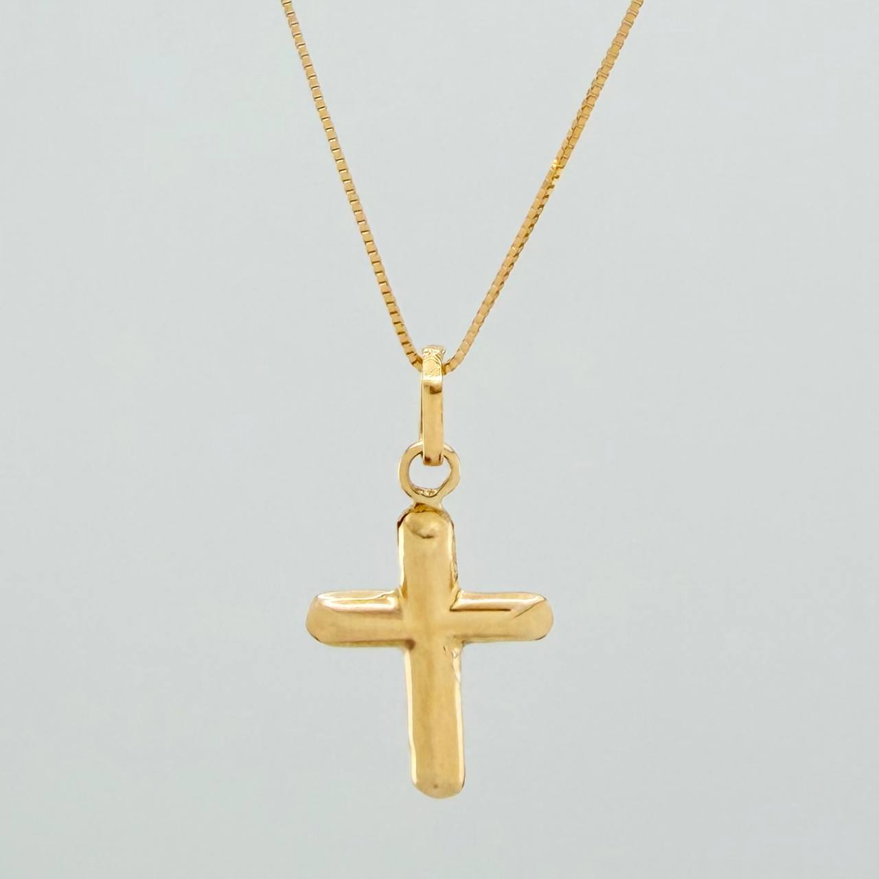 Set Cadena y Dije Veneciana+Cruz 1.35gr / 45.3cm / 0.35mm Oro Amarillo 18K (Oferta) $