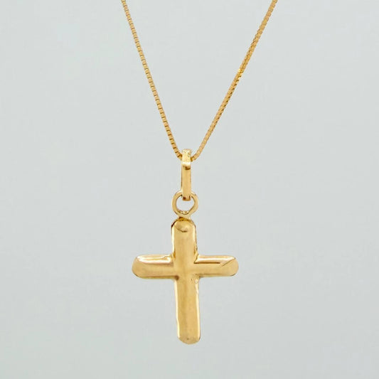 Set Cadena y Dije Veneciana+Cruz 1.35gr / 45.3cm / 0.35mm Oro Amarillo 18K (Oferta) $