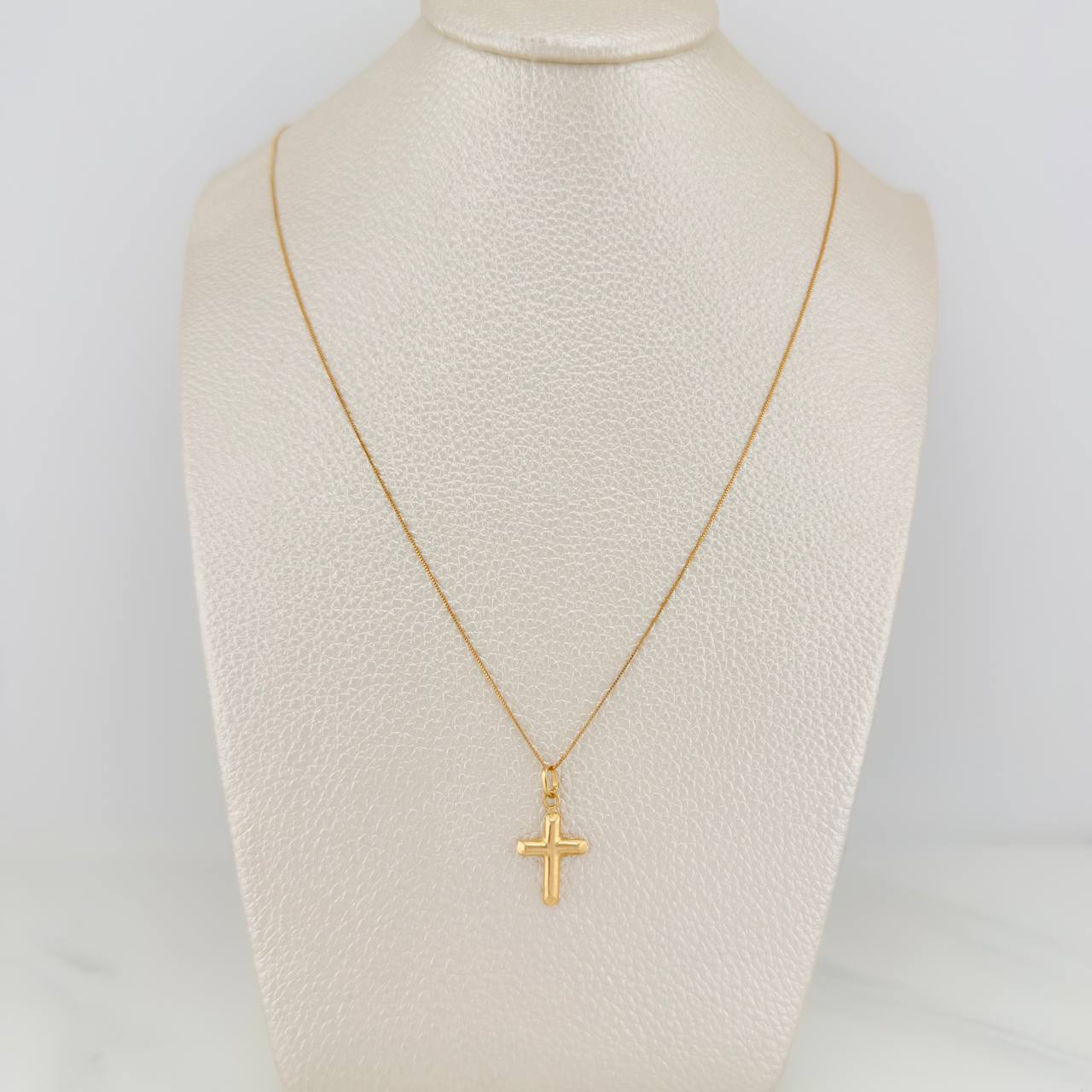 Set Cadena y Dije Veneciana+Cruz 1.35gr / 45.3cm / 0.35mm Oro Amarillo 18K (Oferta) $