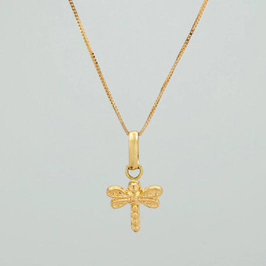 Set Cadena y Dije Veneciana+Libelula 1.25gr / 45cm / 0.3mm Oro Amarillo 18K (Oferta) $