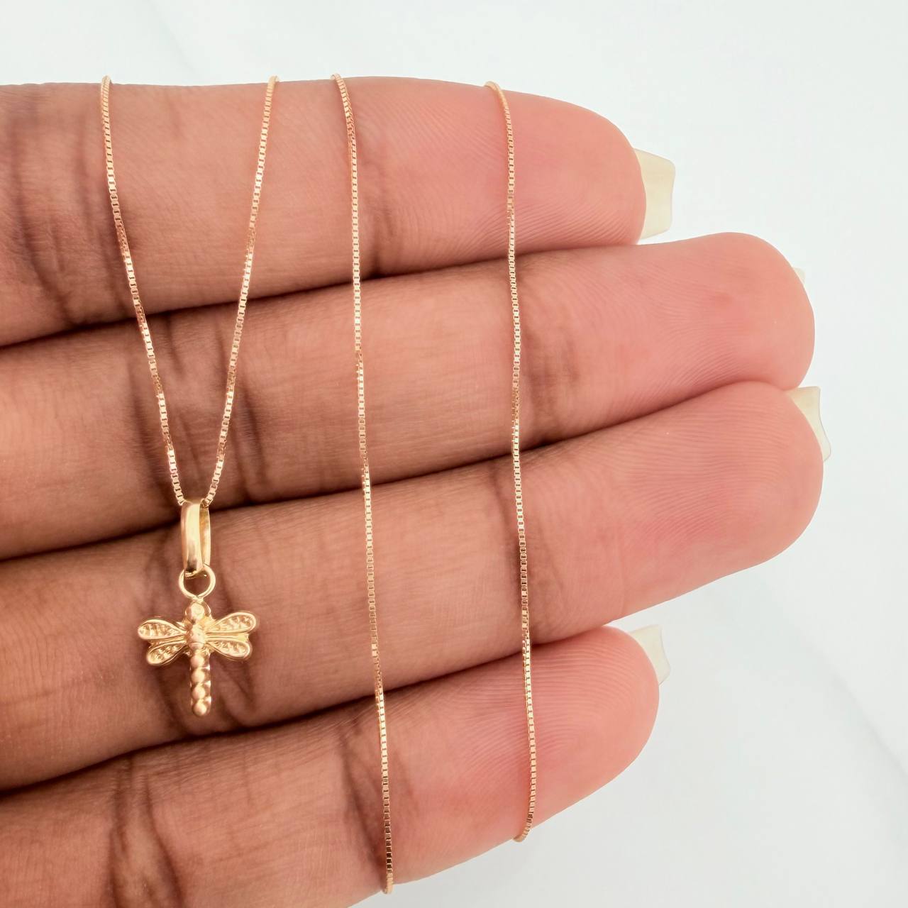 Set Cadena y Dije Veneciana+Libelula 1.25gr / 45cm / 0.3mm Oro Amarillo 18K (Oferta) $