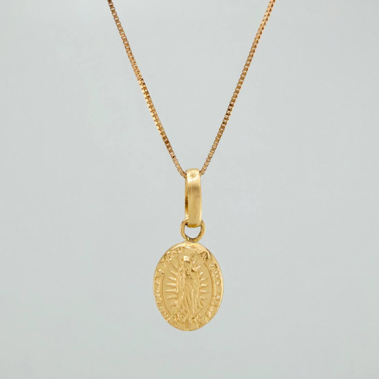 Set Cadena y Dije Veneciana+Virgen Guadalupe 1.3gr / 45cm / 0.3mm Oro Amarillo 18K (Oferta) $