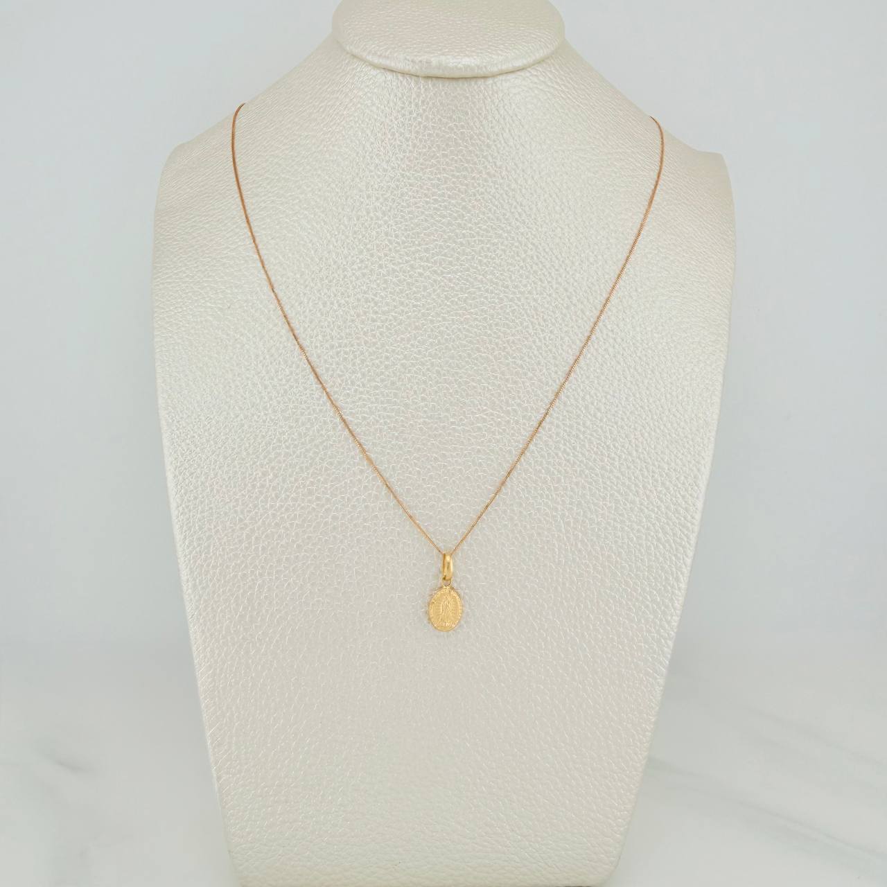 Set Cadena y Dije Veneciana+Virgen Guadalupe 1.3gr / 45cm / 0.3mm Oro Amarillo 18K (Oferta) $
