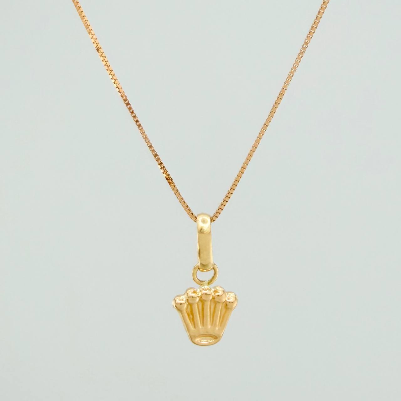 Set Cadena y Dije Veneciana+Corona 1.25gr / 45cm / 0.36mm Oro Amarillo 18K (Oferta) $