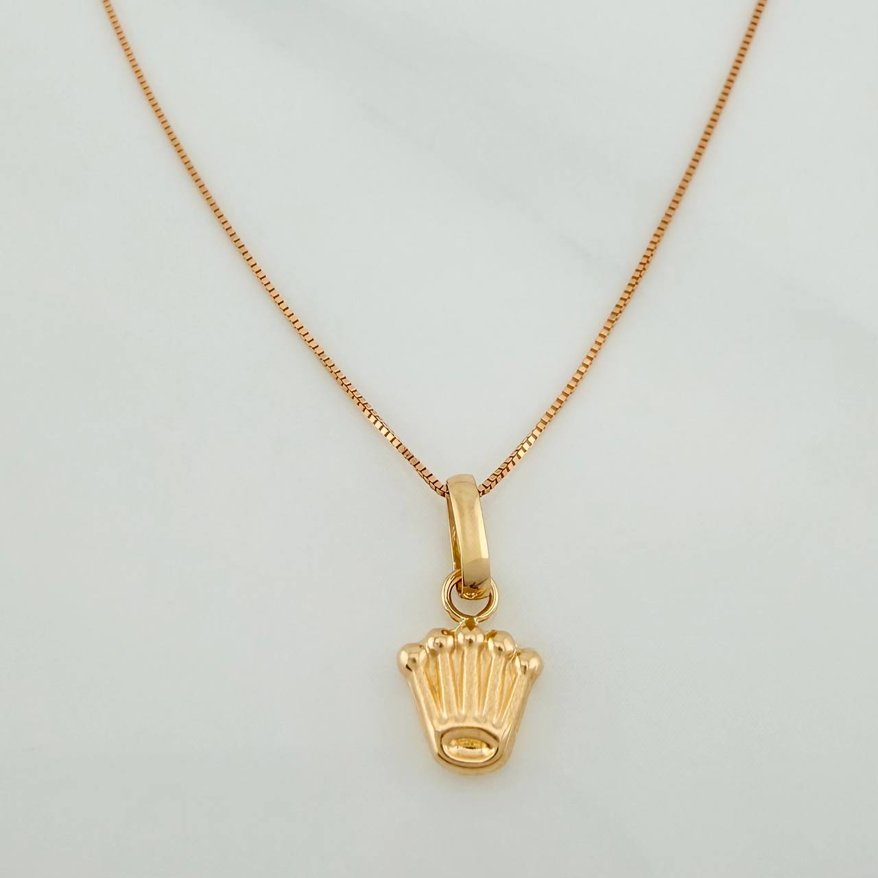 Set Cadena y Dije Veneciana+Corona 1.25gr / 45cm / 0.36mm Oro Amarillo 18K (Oferta) $