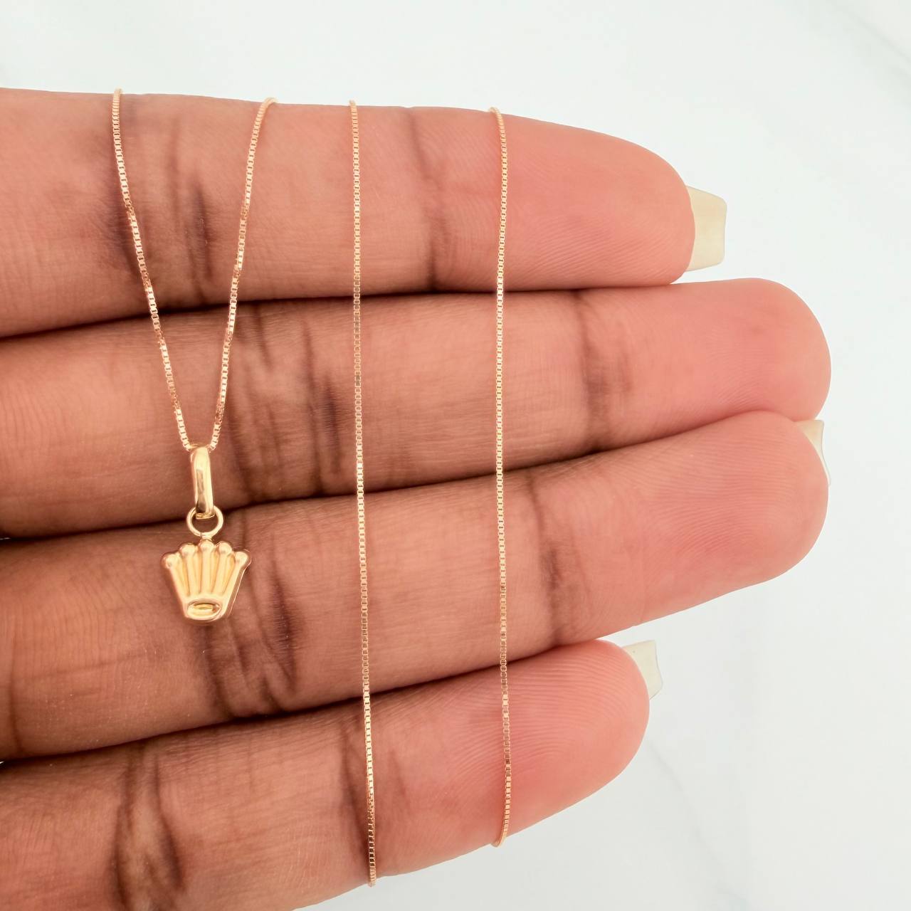 Set Cadena y Dije Veneciana+Corona 1.25gr / 45cm / 0.36mm Oro Amarillo 18K (Oferta) $