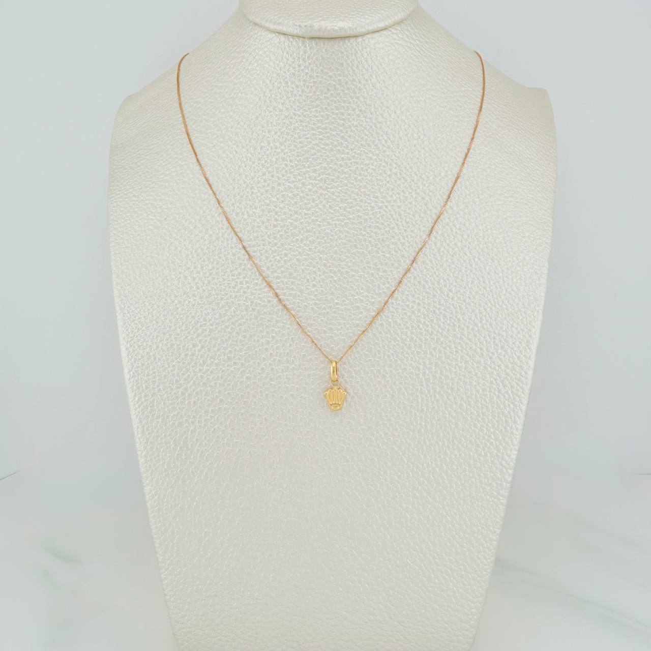 Set Cadena y Dije Veneciana+Corona 1.25gr / 45cm / 0.36mm Oro Amarillo 18K (Oferta) $