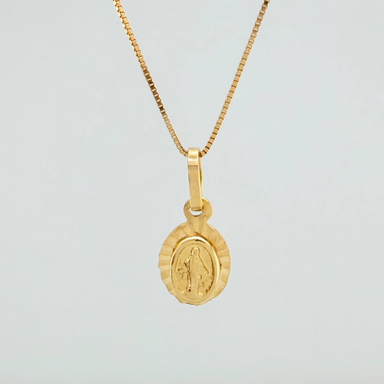 Set Cadena y Dije Veneciana+Virgen Milagrosa 1.5gr / 45cm / 0.33mm Oro Amarillo 18K (Oferta) $