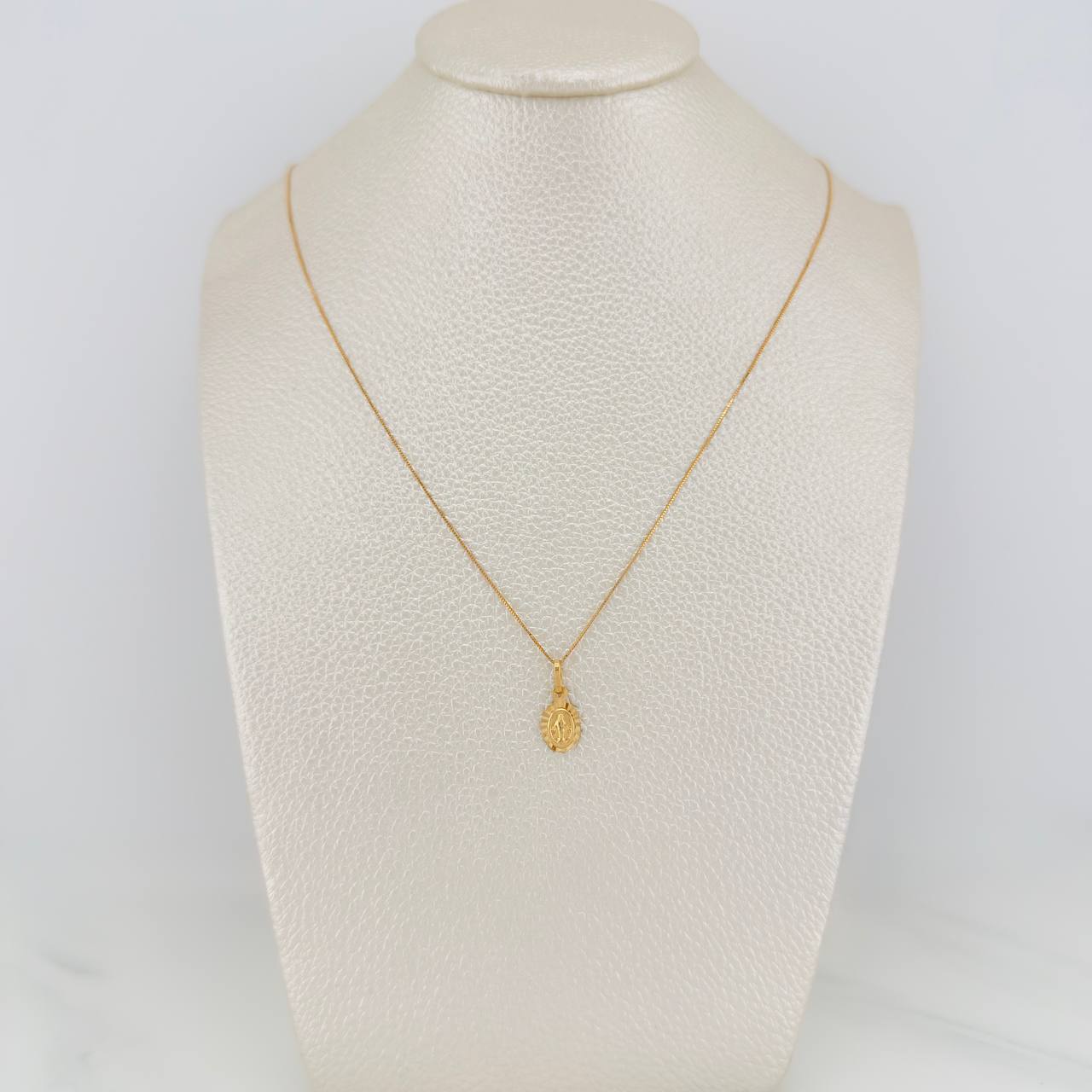 Set Cadena y Dije Veneciana+Virgen Milagrosa 1.5gr / 45cm / 0.33mm Oro Amarillo 18K (Oferta) $