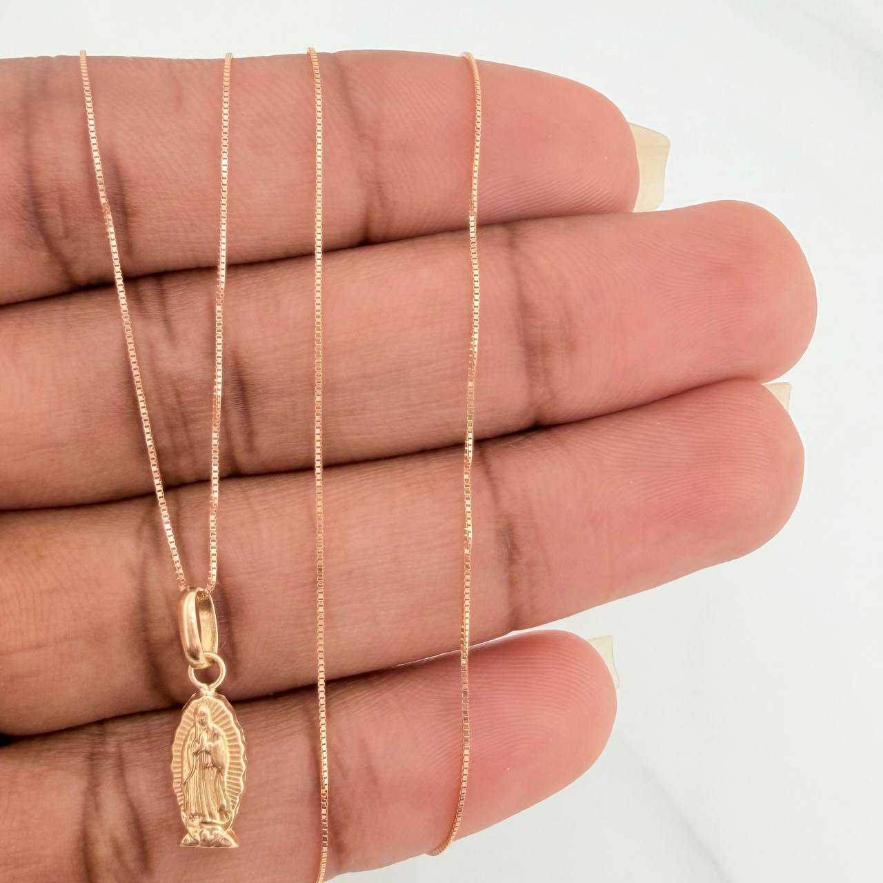 Set Cadena y Dije Veneciana+Virgen Guadalupe 1.3gr / 45cm / 0.4mm Oro Amarillo 18K (Oferta) $