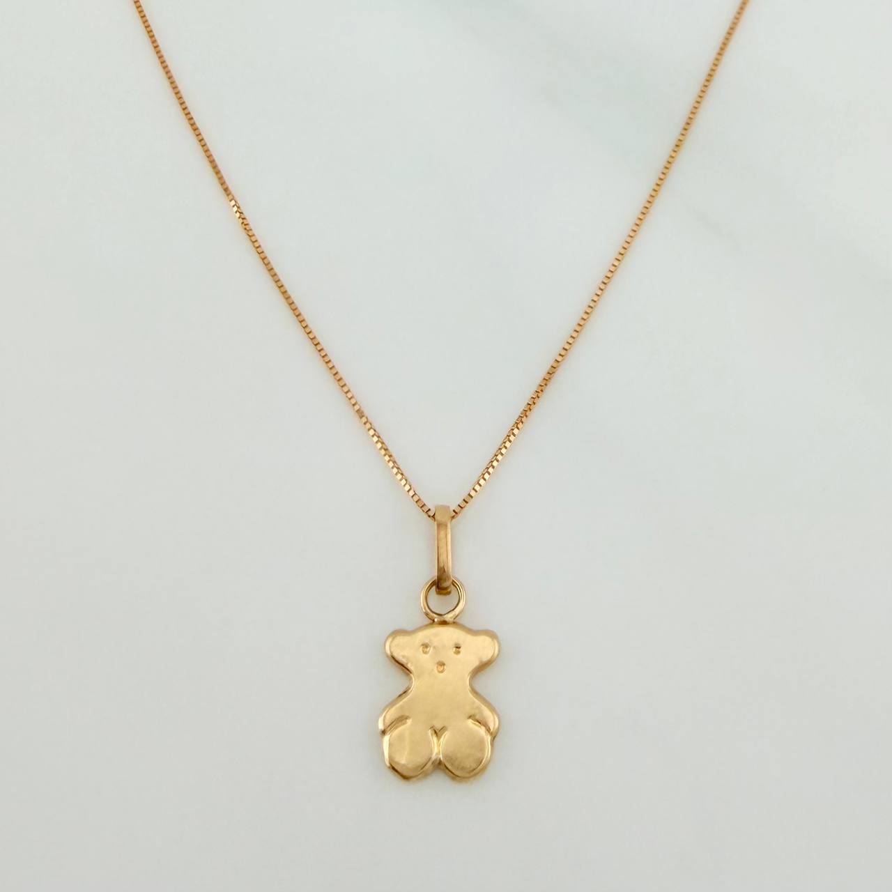 Set Cadena y Dije Veneciana+Oso Ts 1.25gr / 45cm / 0.25mm Oro Amarillo 18K (Oferta) $