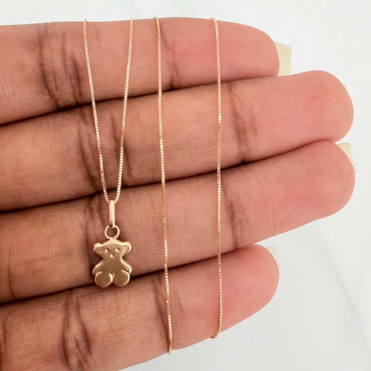 Set Cadena y Dije Veneciana+Oso Ts 1.25gr / 45cm / 0.25mm Oro Amarillo 18K (Oferta) $