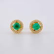Topos Halo Chaton Esmeraldas 1.2qts Diamantes 42pts 4.1g / 9mm Oro Amarillo 18K