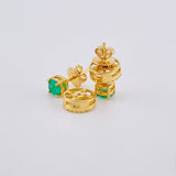 Topos Halo Chaton Esmeraldas 1.2qts Diamantes 42pts 4.1g / 9mm Oro Amarillo 18K