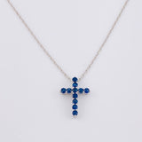 Set Cadena Aro Seguido + Dije Cruz Burbujas / 4.45g / 50cm Oro Blanco 18K
