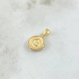 Dije Letra G Mate 0.55gr / 1.5cm / Circulo Cargador Bordeado Oro Amarillo 18K *