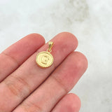 Dije Letra G Mate 0.55gr / 1.5cm / Circulo Cargador Bordeado Oro Amarillo 18K *