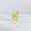 Dije Letra N Mate 0.55gr / 1.5cm / Circulo Cargador Bordeado Oro Amarillo 18K *