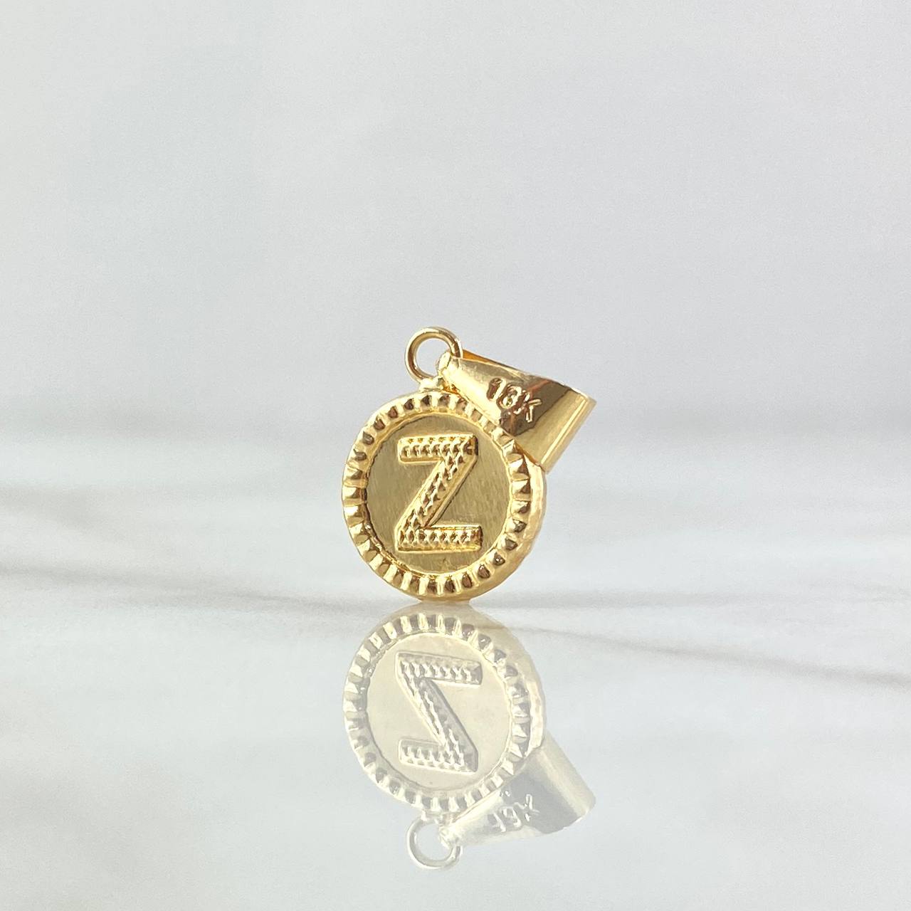 Dije Letra Z 0.5gr / 2cm / Circulo Bordeado Oro Amarillo 18K