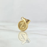 Dije Letra Z 0.6gr / 2cm / Circulo Bordeado Oro Amarillo 18K