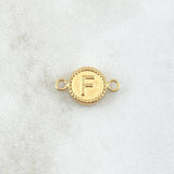 Herraje Letra F Mate 0.55gr / 1cm-1.7cm / Circulo Bordeado Oro Amarillo 18K